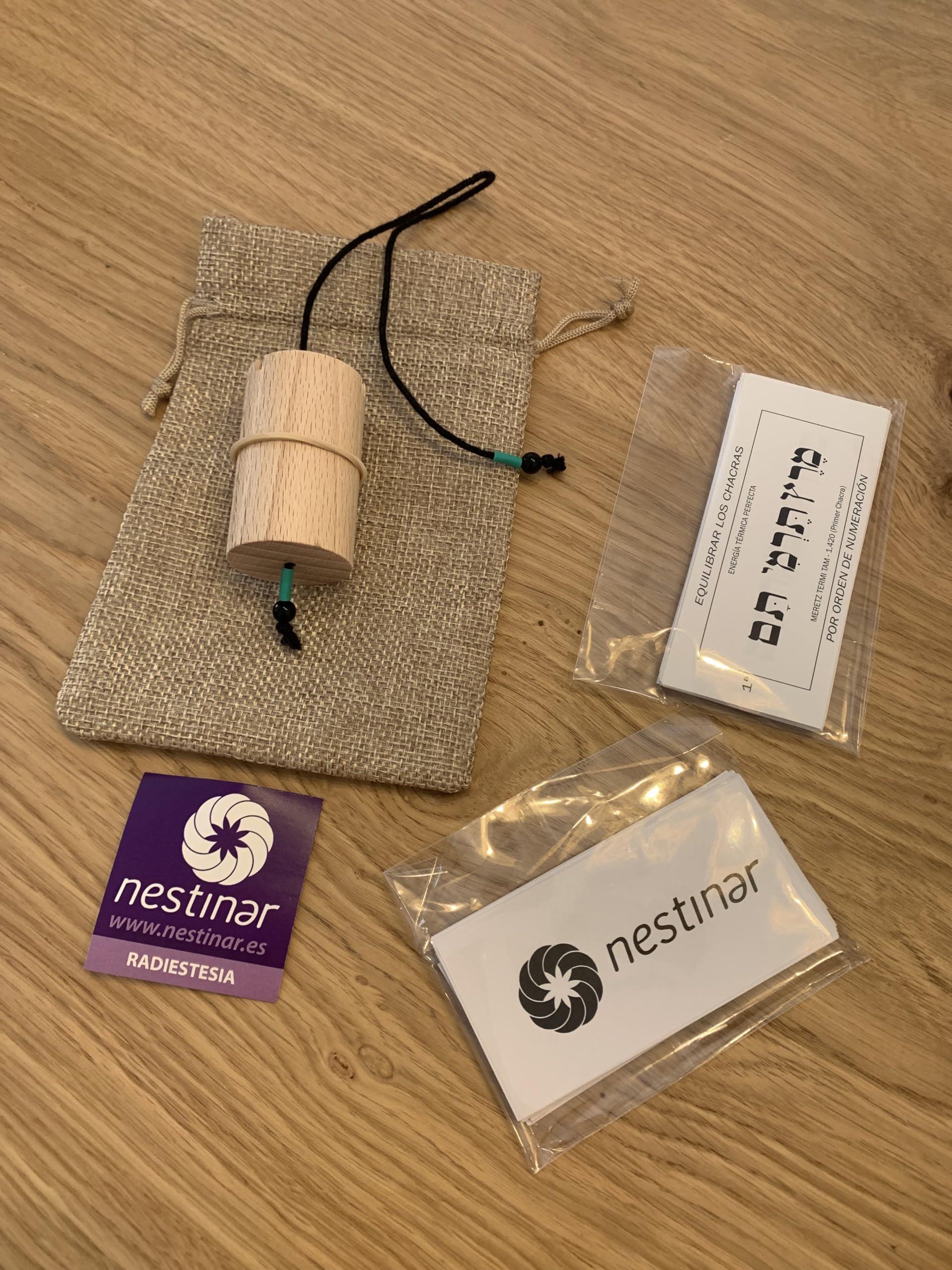 Péndulo Hebreo de Madera de Haya con Tarjetas