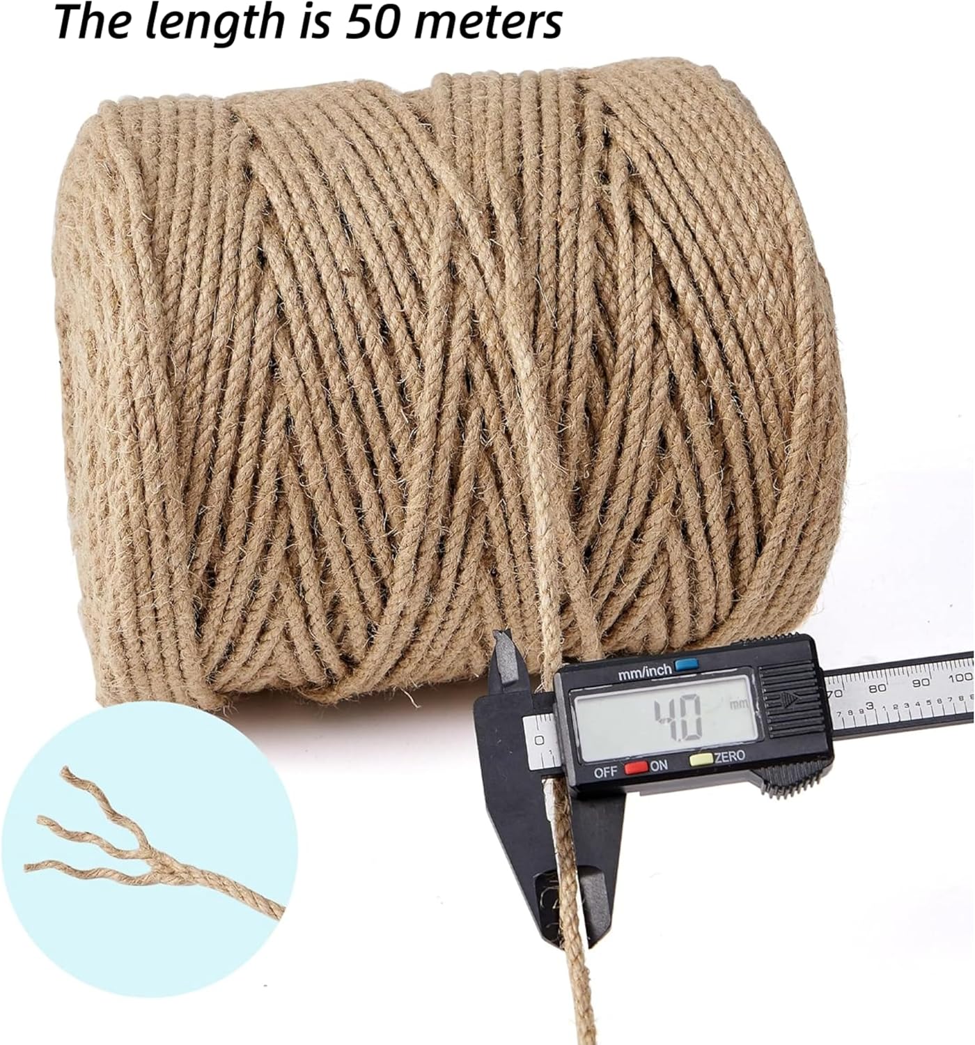 1pc Natural Hemp Twine 4mm Multistrand Braided Rope, Easy-to-Shape Free-Cut Roll for Crafts, Gardening, DIY Decor, Brown, 50meters