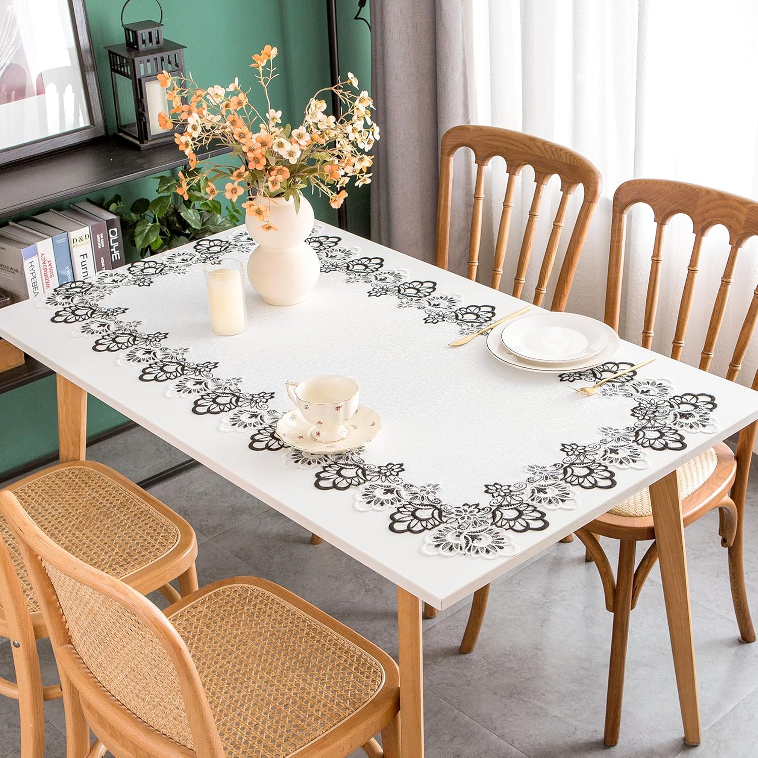 mylacerhome Lace Table Runner Macrame Embroidered Rectangle