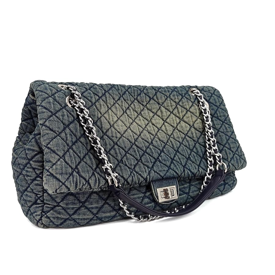 Amazon.com: M-ioi-M Oversize Quilted Denim Purse, Extra