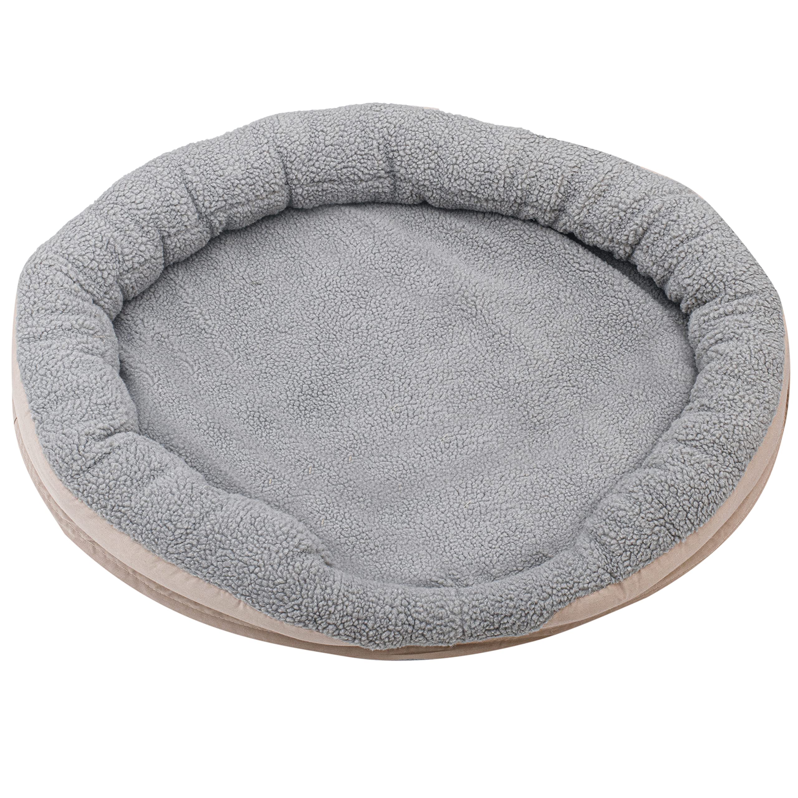 ADLER Camry CR7431 Letto per cani e gatti elettrico riscaldante rotondo 76 x 58 cm, riscaldamento per animali domestici, lana sintetica morbida, 18 W, bianco/marrone