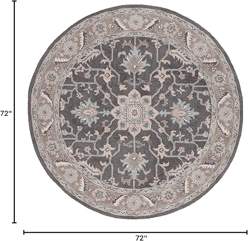 Miniatura 24 de SAFAVIEH Blossom Collection BLM217A - Alfombra de pasillo de lana prémium hecha a mano de 2 pies 3 pulgadas x 8 pies, color gris oscuro y marrón