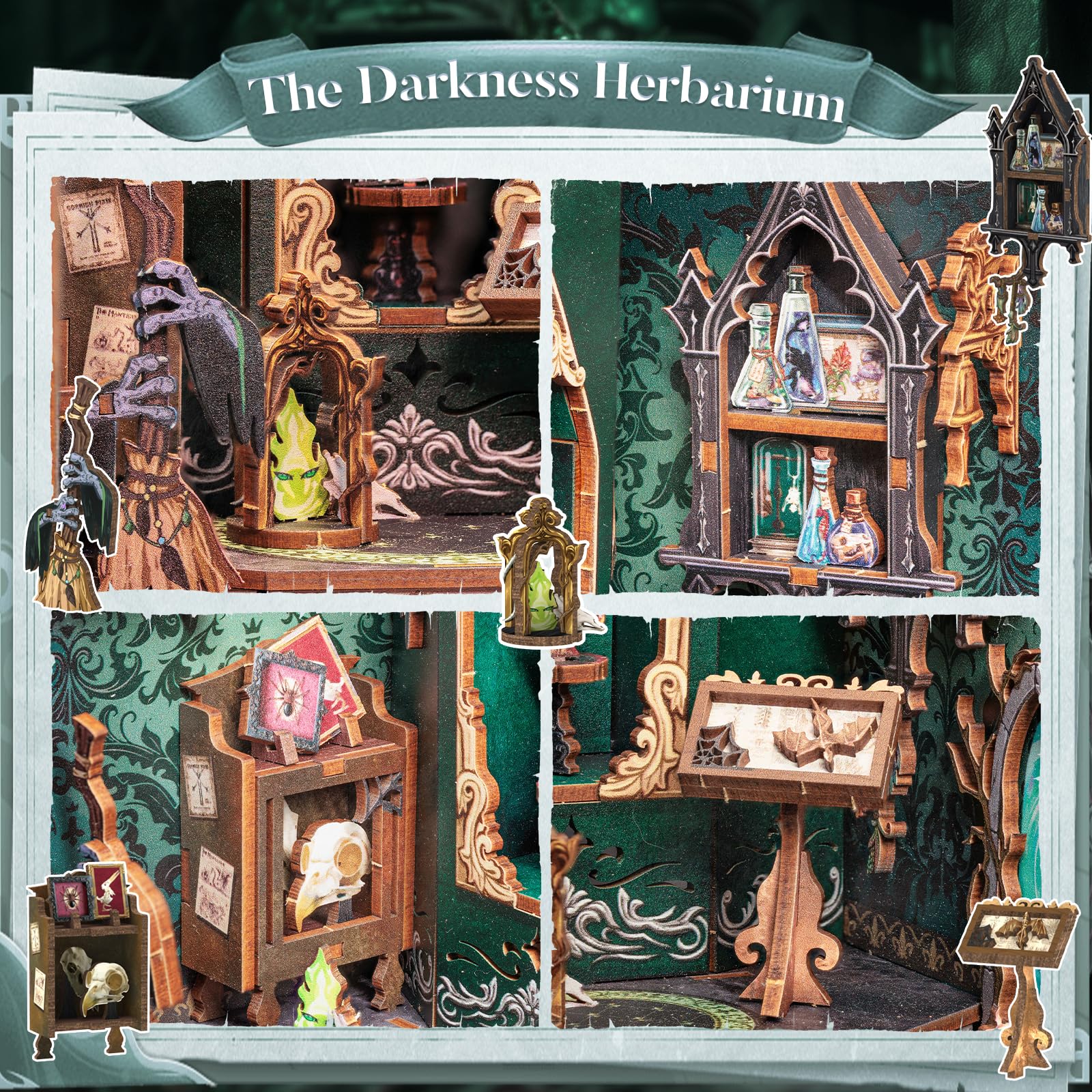 Kit Book Nook Maison Miniature Magique Avec LED – Puzzle 3D à Monter Soi-Même Pour Adultes