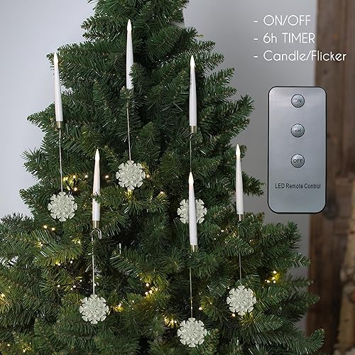 Miniatura 4 de Velas de árbol de Navidad, paquete de 10 velas cónicas sin llama para árbol de Navidad, vela falsa con pilas LED con control remoto para decoración