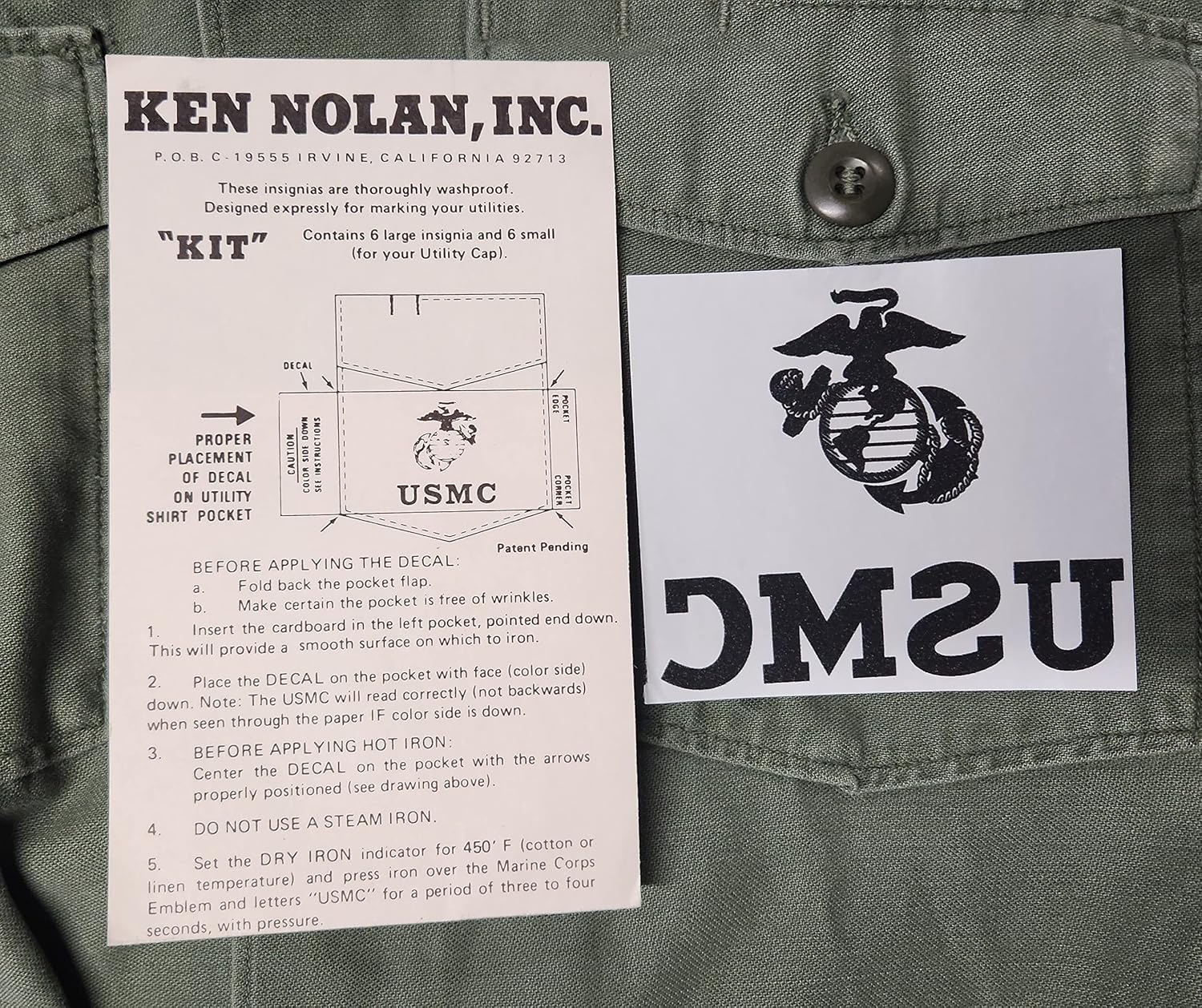 USMC EGA Iron-On Transfer, Black