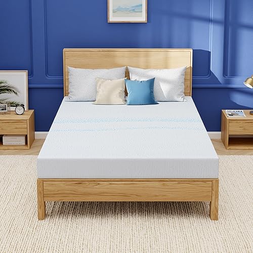 EGOHOME Colchón matrimonial de 8 pulgadas, espuma viscoelástica de gel con carbón, sin fibra de vidrio, certificado CertiPUR-US, regulación de