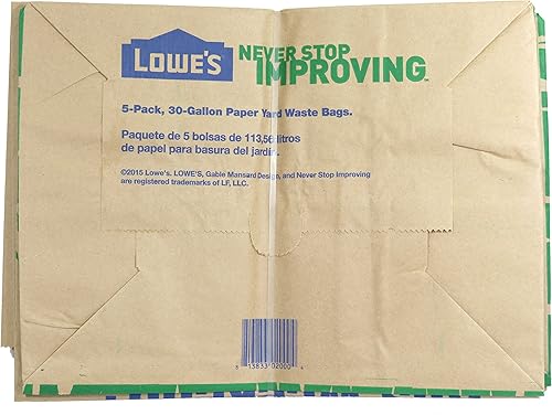Miniatura 4 de Lowes - Bolsas de papel de colro café de 30 galones para el césped y la basura del hogar y el jardín 10 unidades