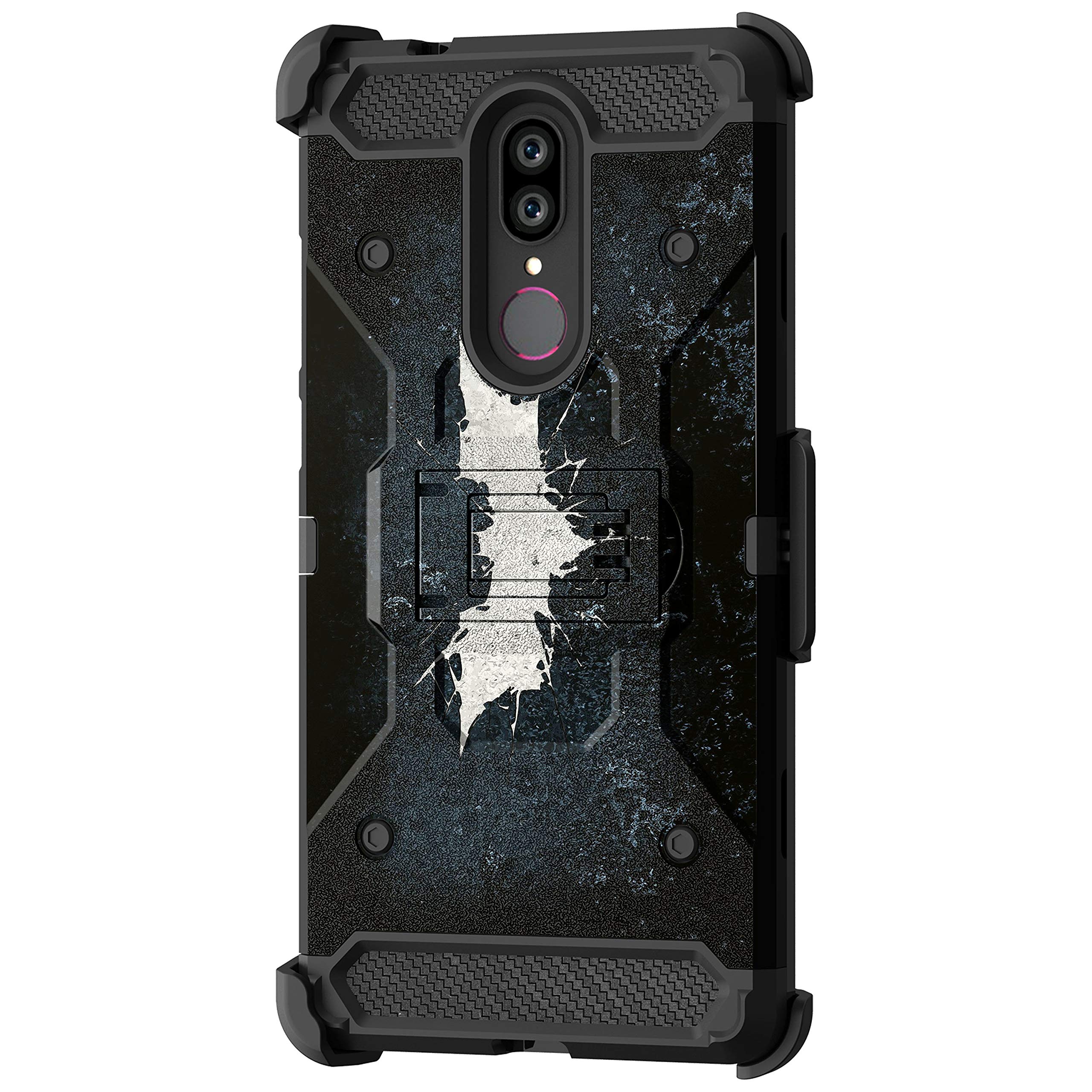 TurtleArmor | Compatible with Coolpad Legacy Case | Coolpad Alchemy Case [Armor Pro] Full Body Protection Armor Hybrid Kickstand Rugged Cover Holster Belt Clip Case - Bat Signal