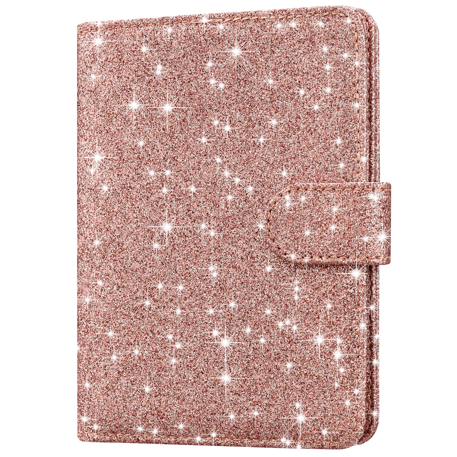 Passport Holder Travel Essentials Airplane & Cruise Essentials Ship Leather Wallet Cover Case RFID Blocking Women & Men Vacation Travel Accessories Gifts Deals, Glitter - Rose Gold-image-23