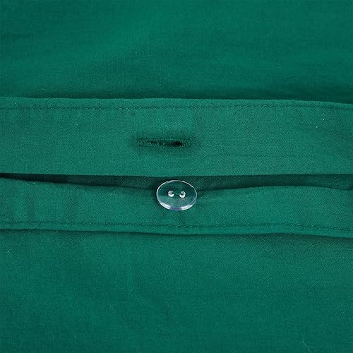 Miniatura 7 de Juego de funda de edredón verde esmeralda, tamaño Queen, 3 piezas, simple, moderno, suave, 100% algodón lavado a la piedra, con cierre de botón y