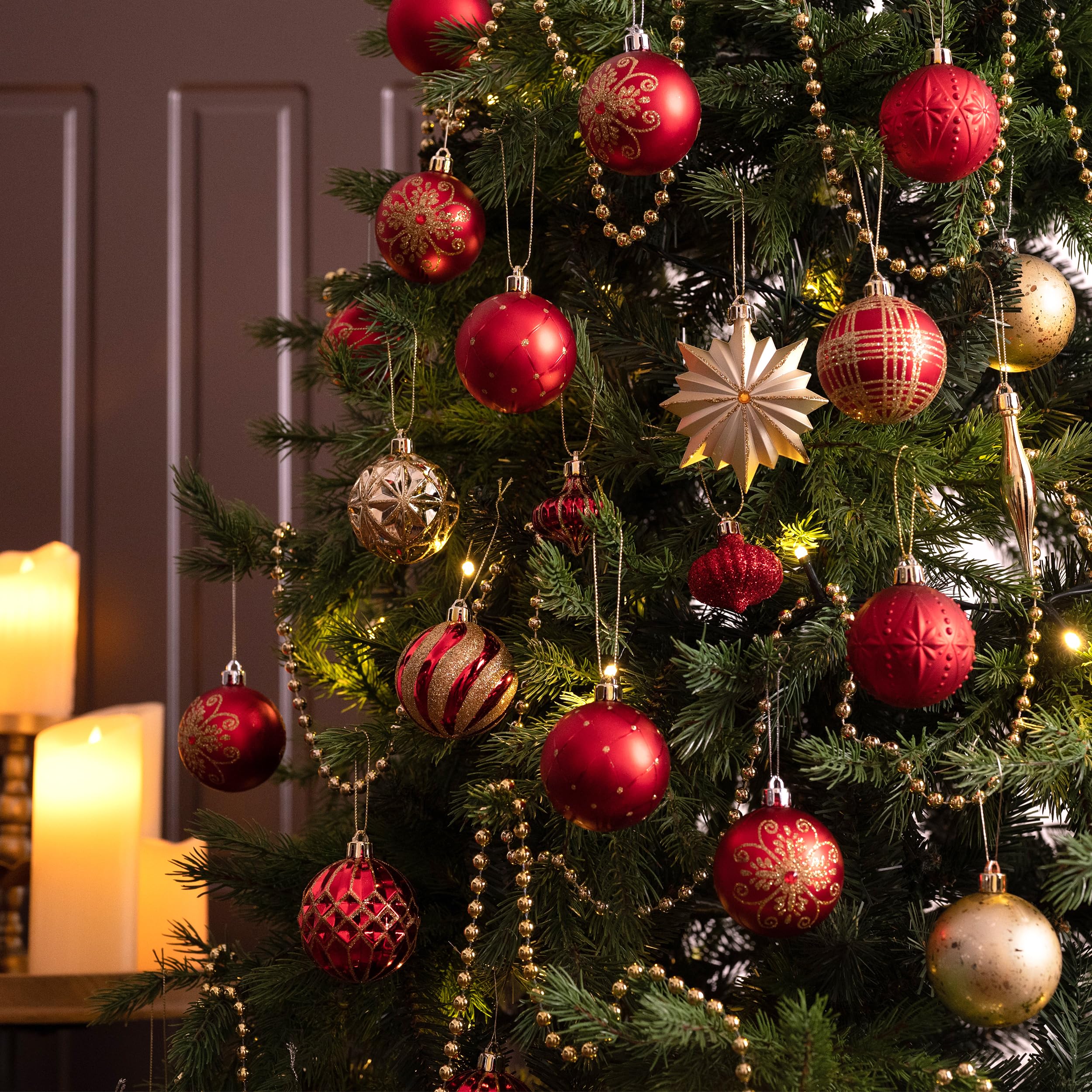 Valery Madelyn Weihnachtskugeln 70 Stück Kunststoff Christbaumkugeln,Christbaumschmuck hängend Glänzend Glitzernd Matt… – Ansicht 2