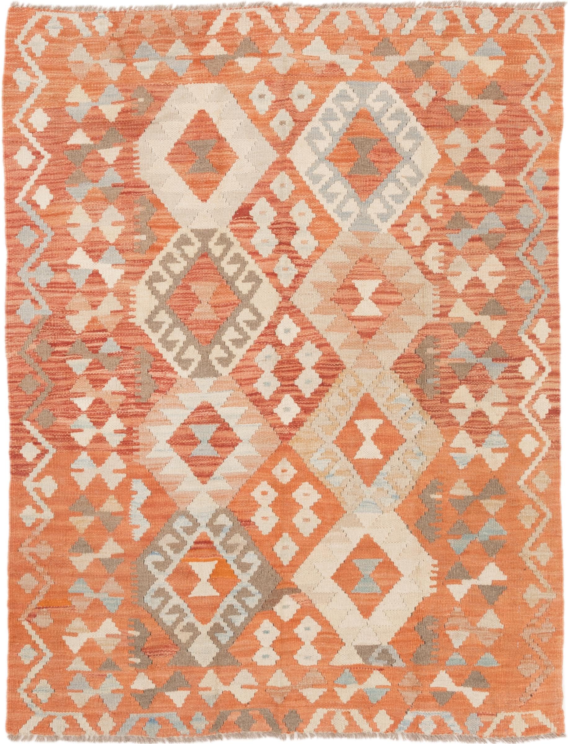 Kilim Afghan 112x142 cm en laine tapis d'Orient authentique tissé main