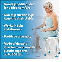 Vista 3 de Carex - Taburete de ducha giratorio con asiento acolchado, asiento de ducha para personas mayores, ancianos, discapacitados, discapacitados