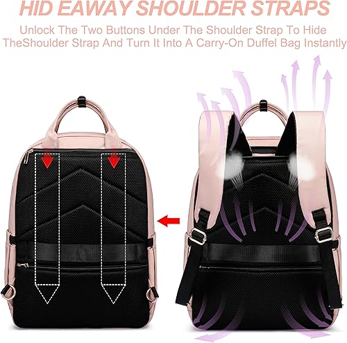 Miniatura 2 de CAFELE Mochilas impermeables para profesores, enfermeras, bolsas de viaje con estilo vintage, 3303h-acolchado rosa claro polvoriento, Mochilas de