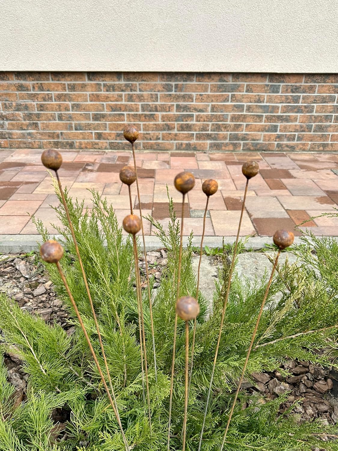 Rusty Flowers Set of 10, Metal Flower Garden Decor, Yard Art, Rusty Metal Garden Decor