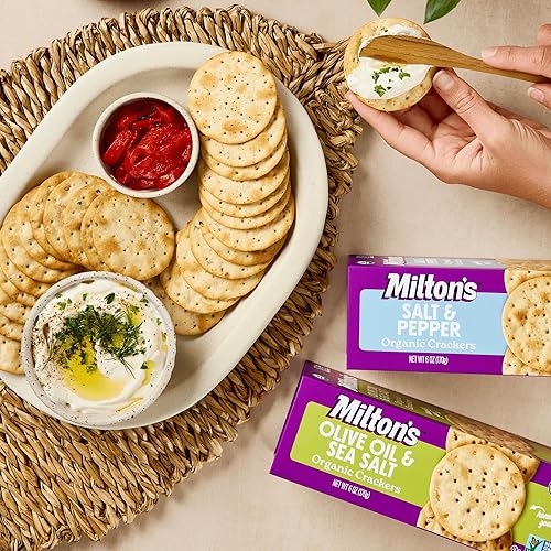 Miniatura 4 de Milton's Craft Bakers Galletas de aceite de oliva orgánico y sal marina, galletas saludables, certificadas orgánicas, proyecto verificado sin OMG,