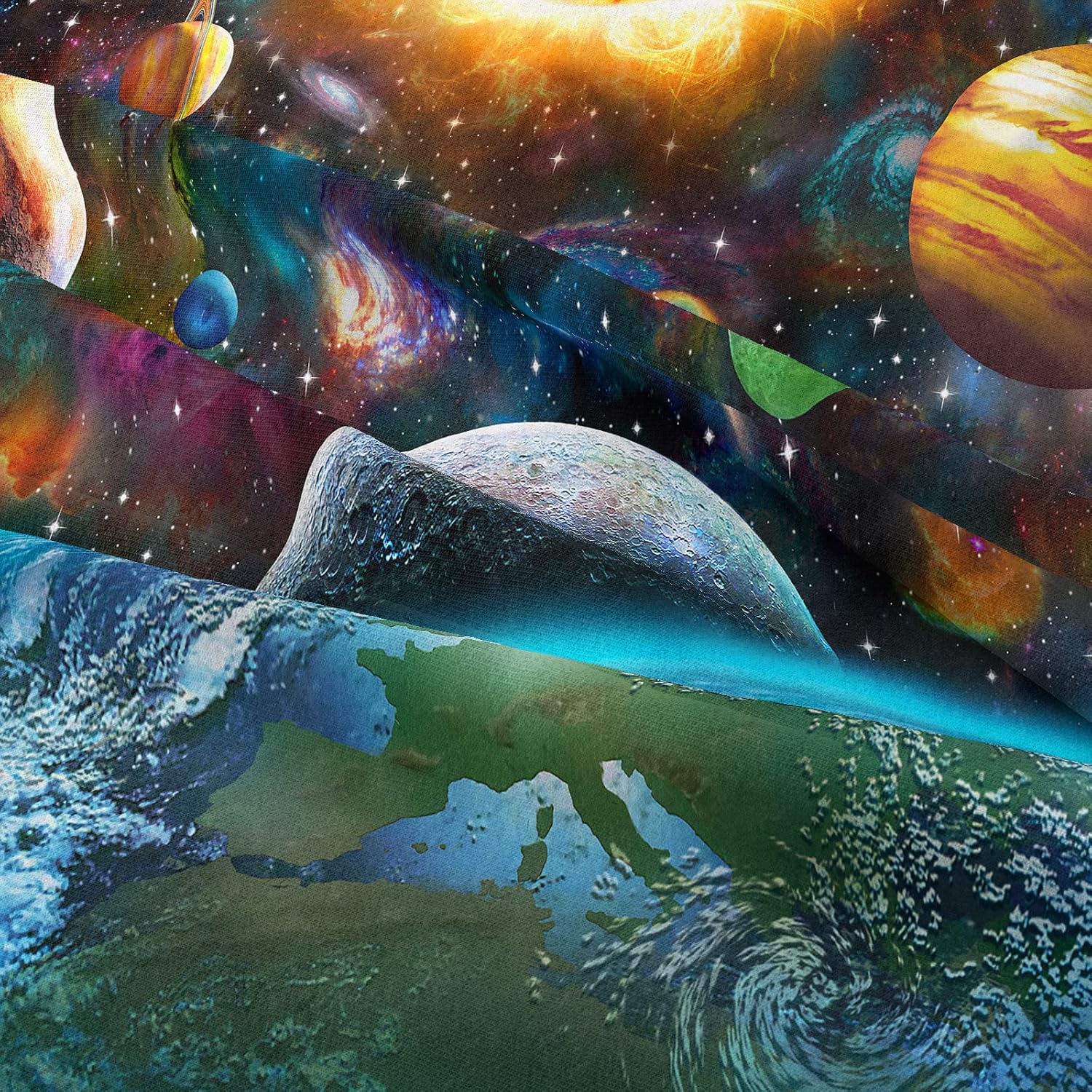 Tailor Shop Universe Galaxy Comforter Set for Girls Boys Kids Galaxy The Planet The Earth Astronaut Stars Outer Space Bedding Set Twin Size with 1 Comforter 1 Pillowcase