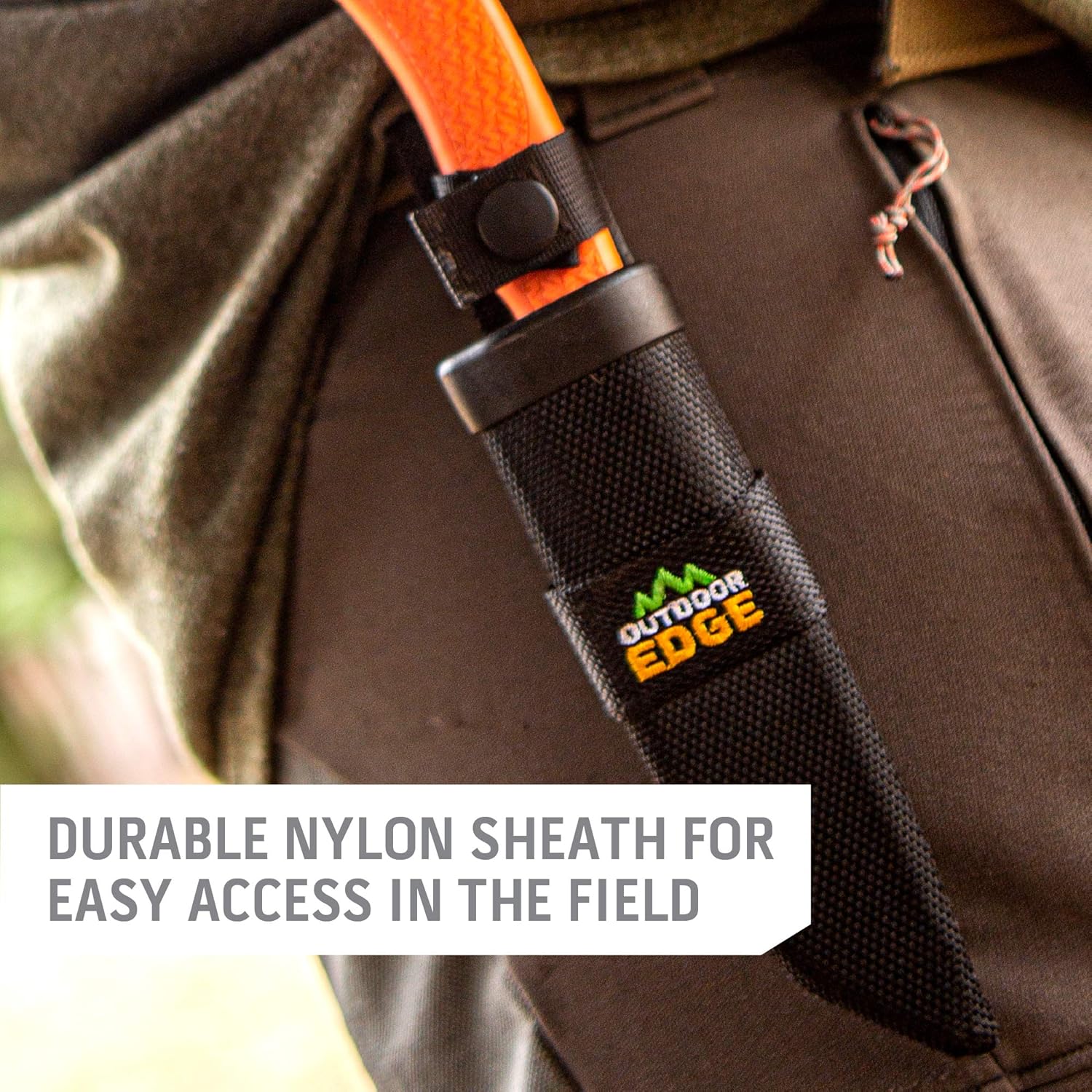 Outdoor Edge Swingblaze Double Blade Hunting Knife with Rotating Skinning & Gutting Blades, Nylon Sheath, (Blaze Orange, SZ-20N)