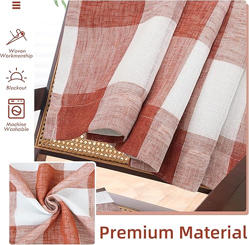 Vista 123 de DriftAway - Cortinas de ojales opacas, patrón a cuadros, forro térmico con aislamiento, blackout, impresas a cuadros, 2 capas, juego de 2 paneles