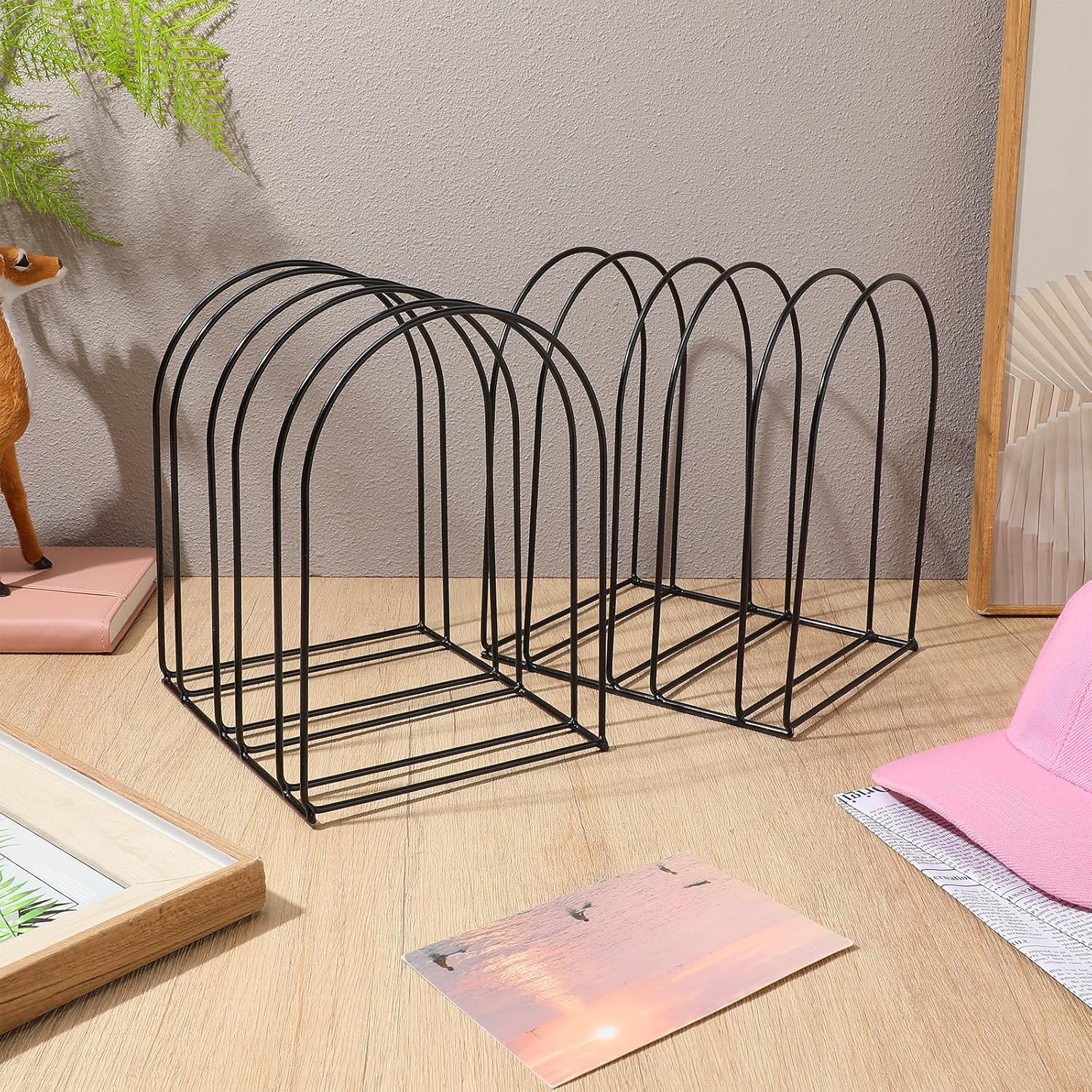 2pcs Metal Wire Hat Rack for Beanie and Knitted Hats for Woolen Caps Black Storage Organizer for Home and Closet