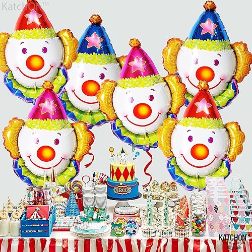 Miniatura 6 de KatchOn, Juego de globos grandes de payaso, 32 pulgadas, paquete de 6, globos de carnaval para decoración de carnaval, globos de cabeza de payaso