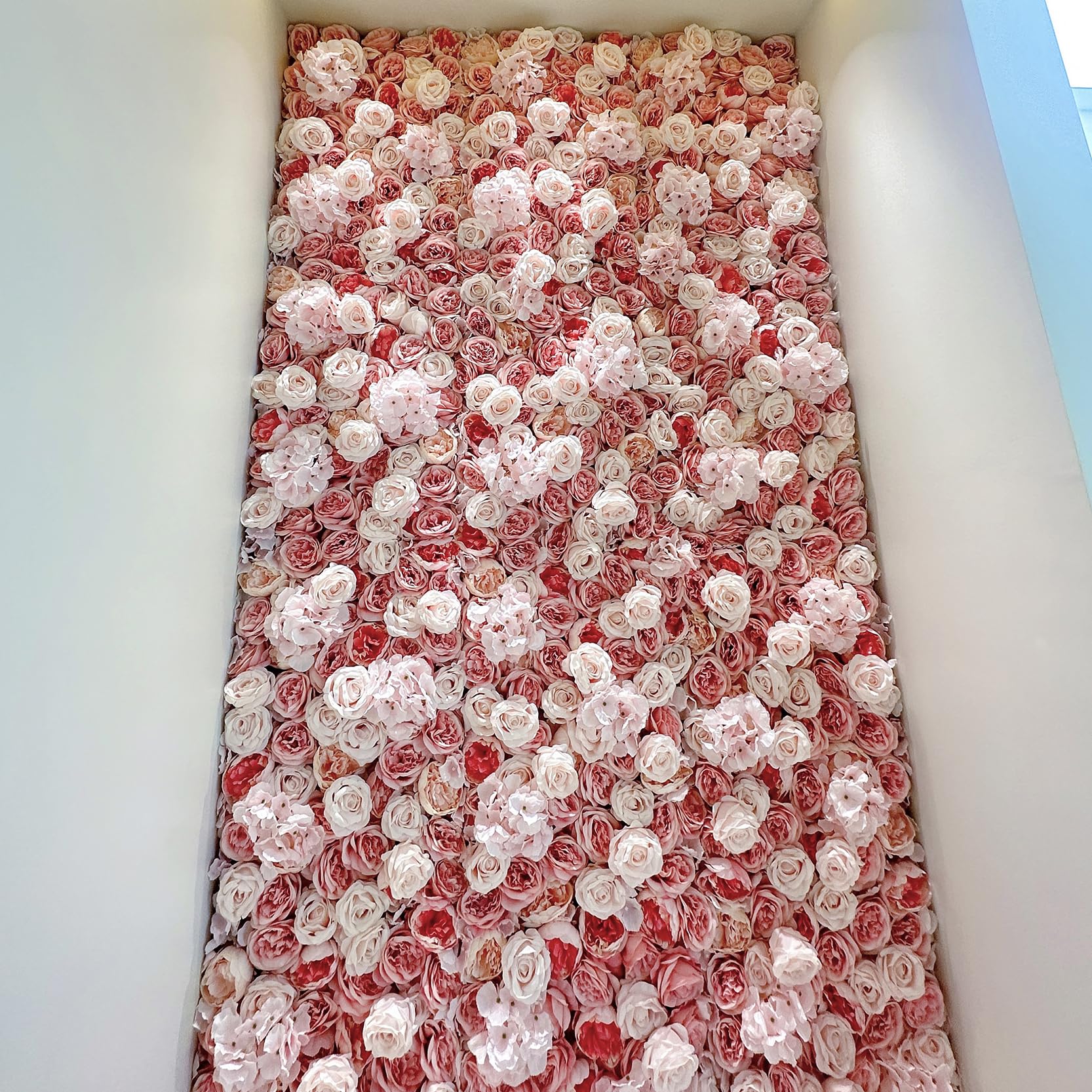 Parete di Fiori Artificiali Muro di Rose, Pannelli di Fiori di 3D Seta Sfondo Muro Floreale, Parete di Fiore Artificiale per Matrimonio Festa Doccia Nuziale Decorazione Domestica Natale