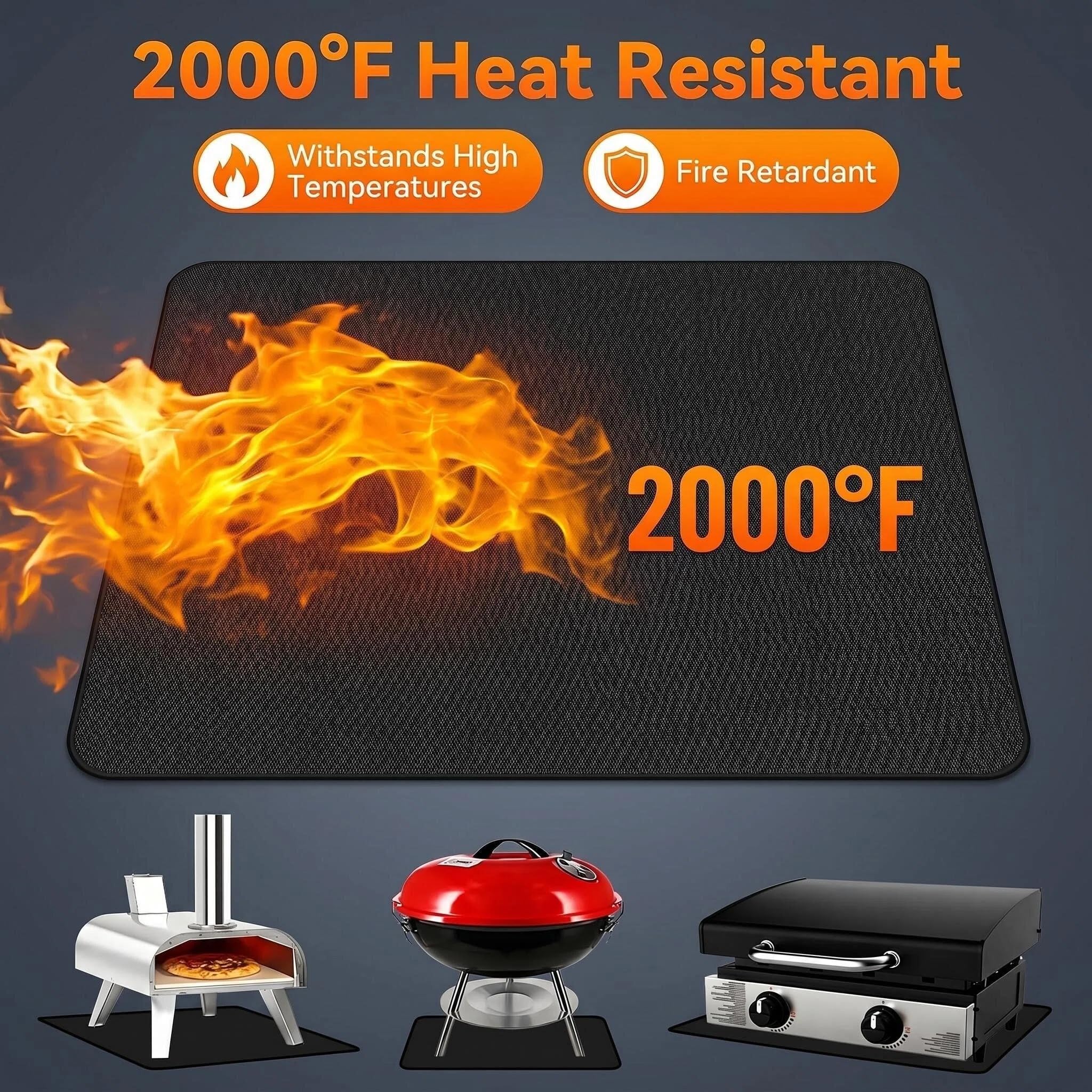 UBeesize Tapis de barbecue à 3 couches 76,2 x 122,9 cm pour barbecue extérieur, ignifuge, double face, revêtement en silicone, imperméable, résistant à l'huile et aux taches, pour terrasses, herbes et