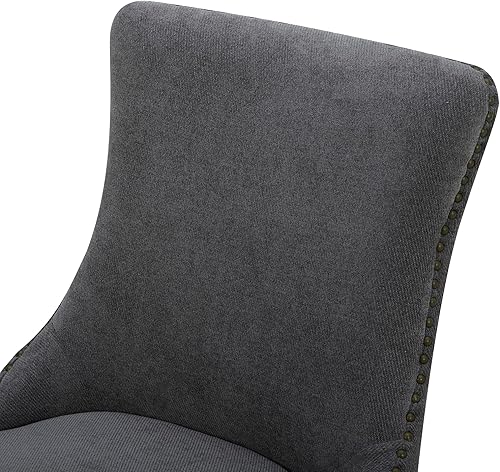 Miniatura 8 de Watson & Whitely Sillas de comedor tapizadas con respaldo alto, acabado de tela fácil de limpiar y patas de madera maciza en espresso cepillado,