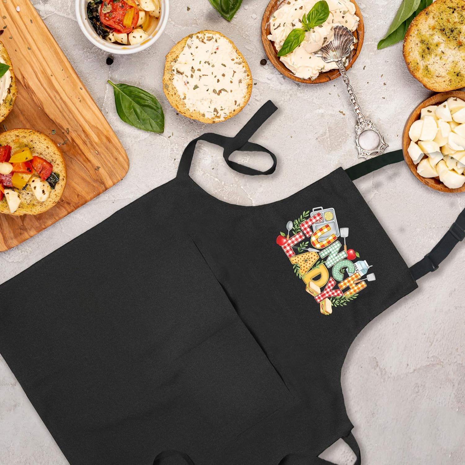 Lunch Lady Aprons with Pockets, Lunch Lady Gifts, Cafeteria Worker Gifts, Lunch Ladies Adjustable Apron image 4