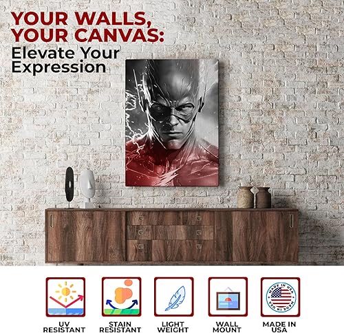 Miniatura 2 de Flassh by Mavis Print: decoración de pared de 18 x 24 pulgadas de DC Comics | Arte de pared impreso en HD y enmarcado de madera | Decoración de