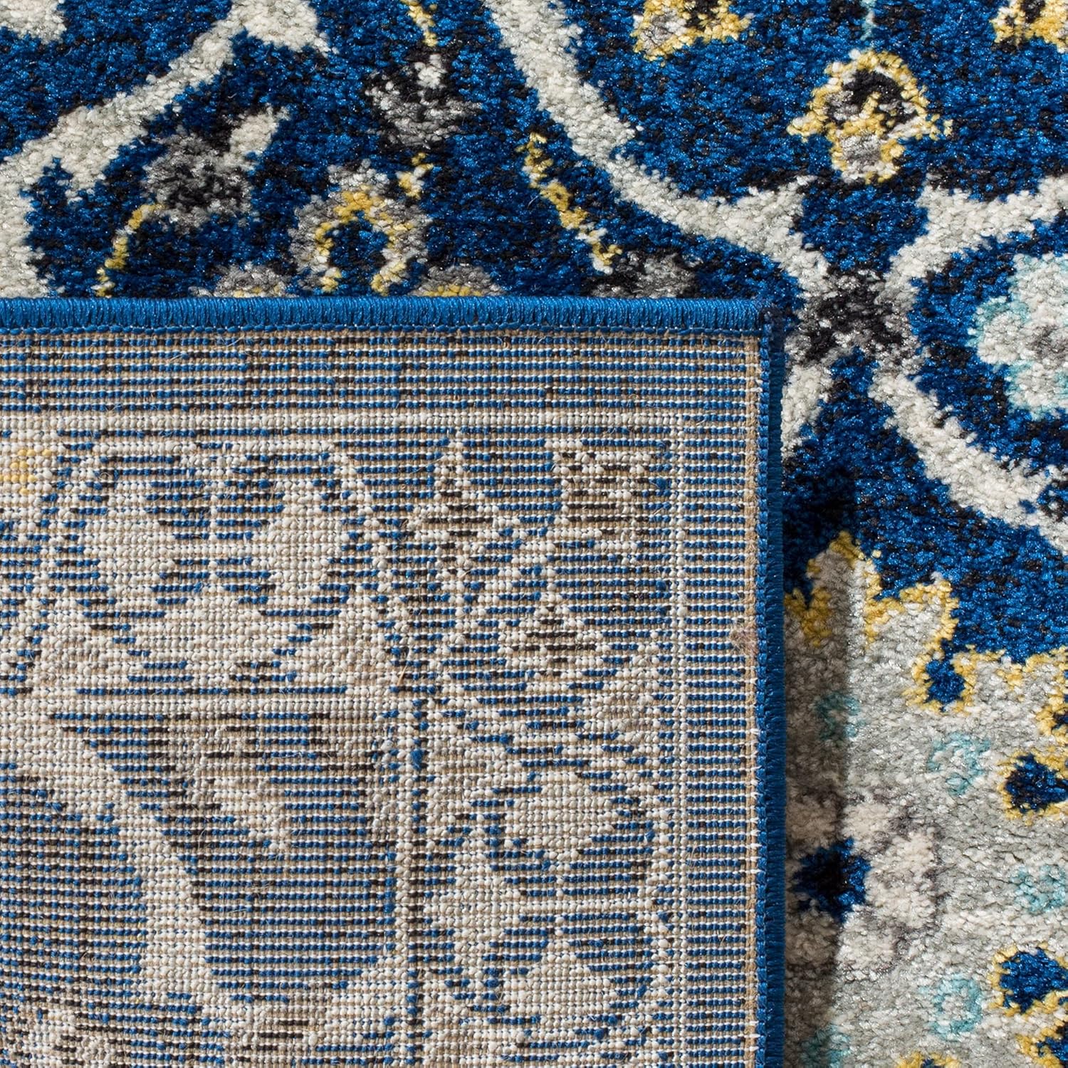 SAFAVIEH Evoke Collection 3' x 5' Royal / Ivory EVK210A Non-Shedding Living Room Bedroom Accent Rug