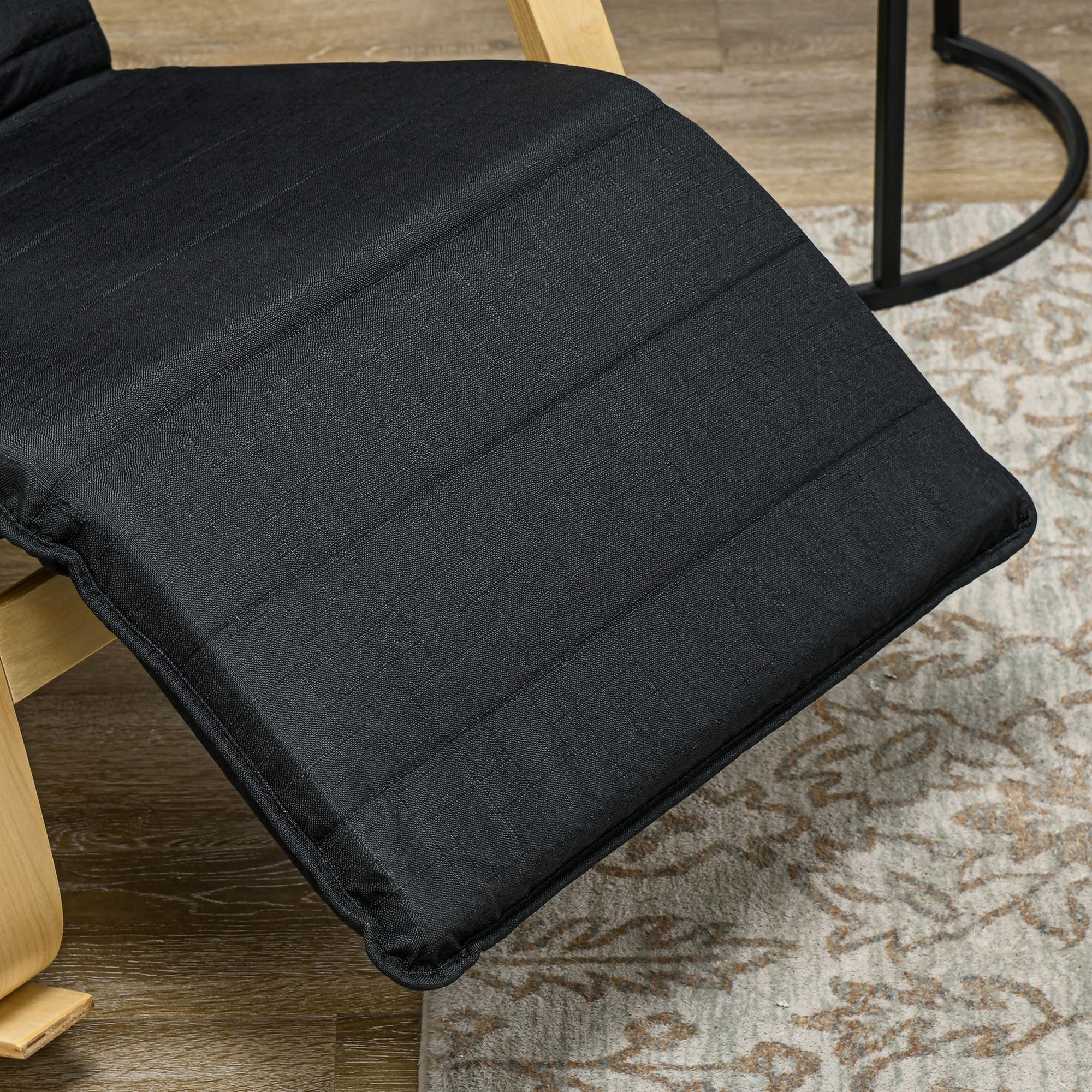 HOMCOM Fauteuil à Bascule Fauteuil Allaitement Relax Salon avec Repose-Pieds réglable, Poche latérale et Appui-tête, Rocking Chair pour Chambre, 67 x 110 x 91 cm Noir