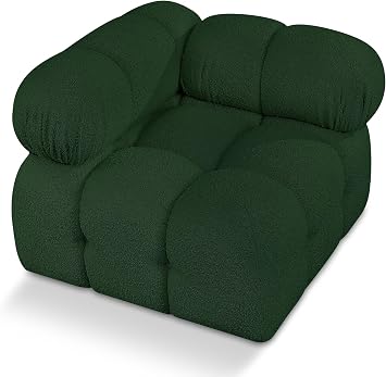 Meridian Furniture 611Green-Corner Ames Collection Modern | Contemporary Corner with Rich Green Boucle Fabric, Modular, 34" W x 34" D x 28" H, Green