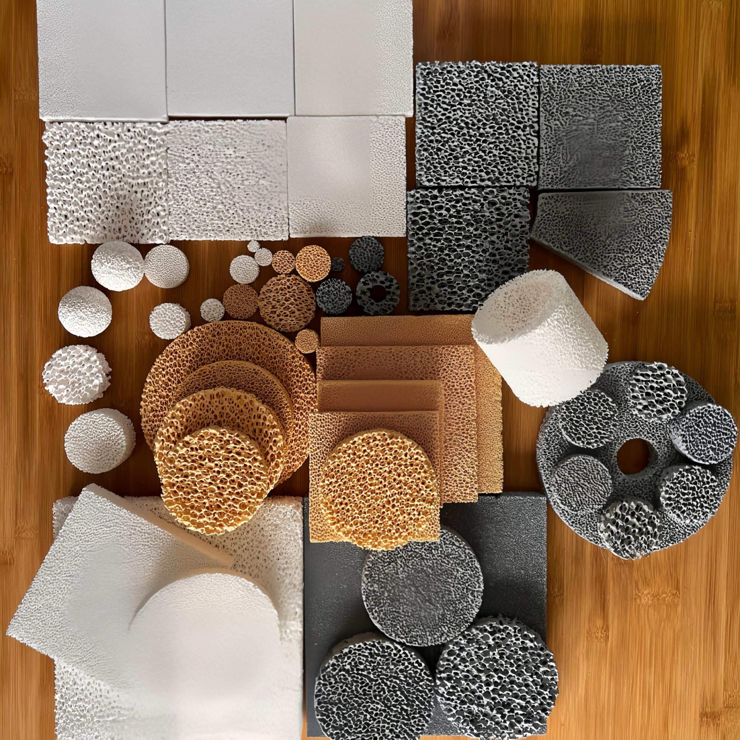 Hochtemperaturbeständiger Schaumkeramikfilter for Metallguss – Aluminiumoxid und Siliziumkarbid, 1500 °C, 1 Stück(Si c 60x60x15mm)