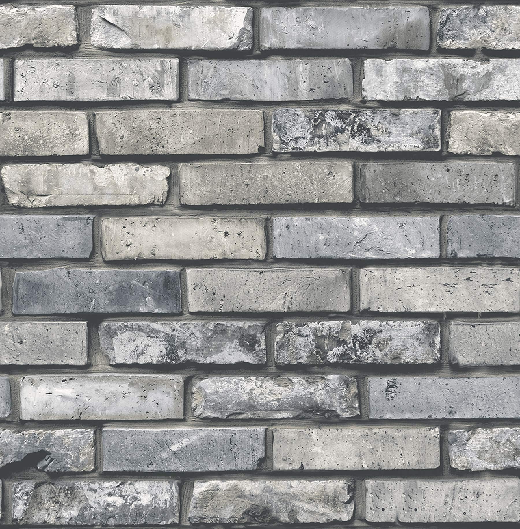 Brewster Wallcovering Co FD23288 Painted Brick Wallpaper, Grey