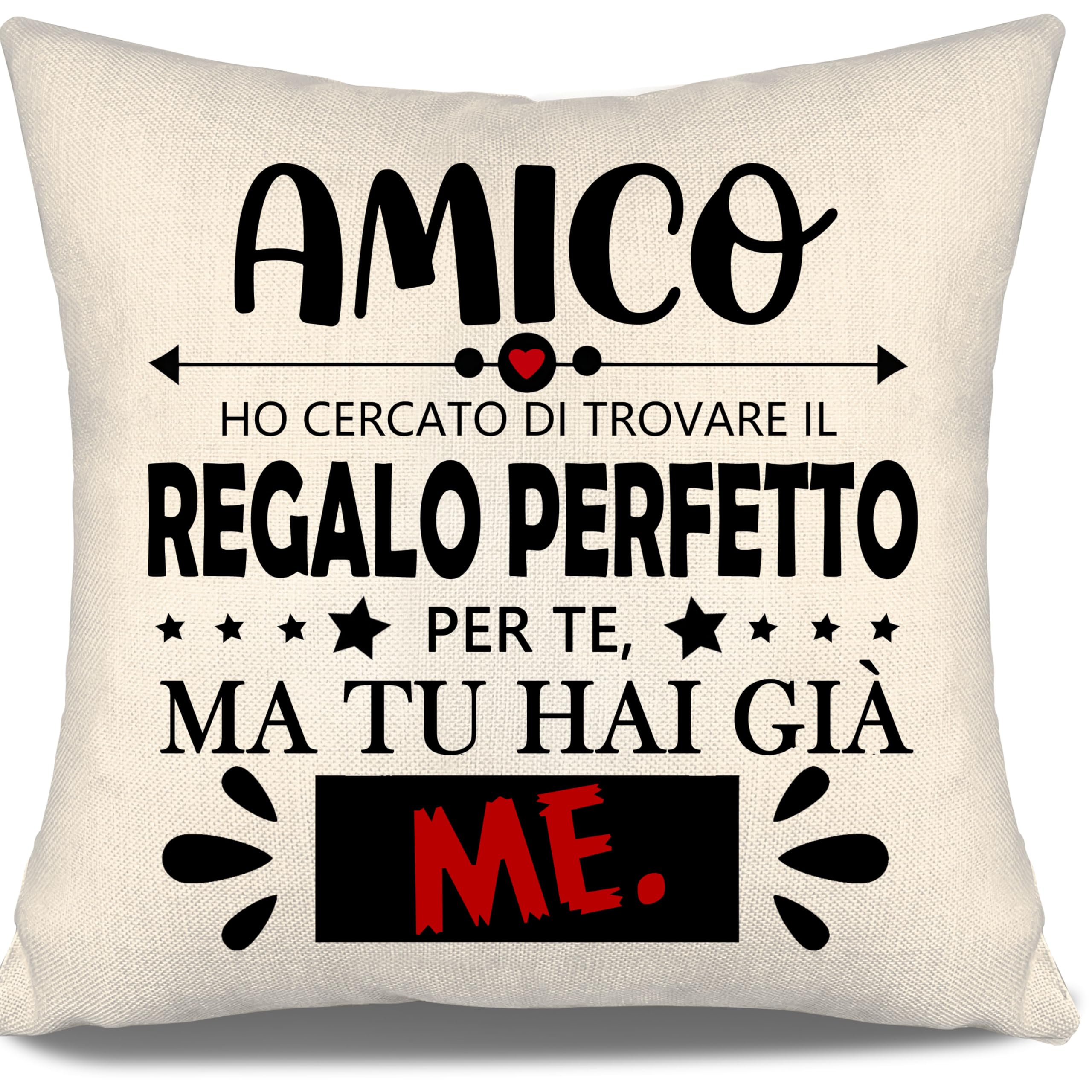 Aosumin Amico ho cercato di trovare il regalo perfetto per te ma tu hai già me Copricuscini per amici Regalo divertente Compleanno Laurea Regalo di Natale per amici Uomini Ragazzi(amico-a)