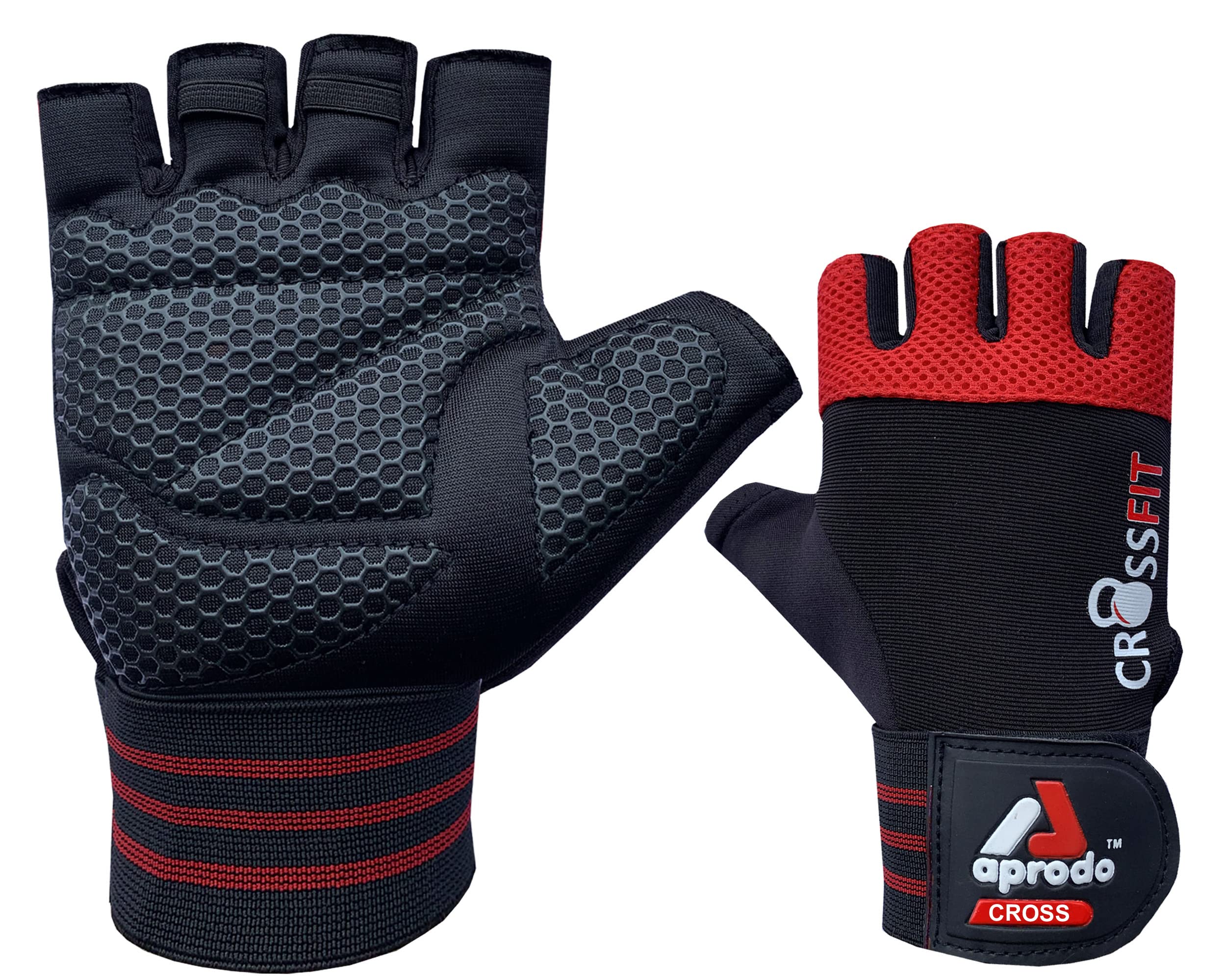 Aprodo Cross-Fitness Training and Workout Weight Lifting Gym Gloves, with Wrist Support, Unisex, Free Size (Black RED) (B0B9XLVFBC) Amazon Price History, Amazon Price Tracker