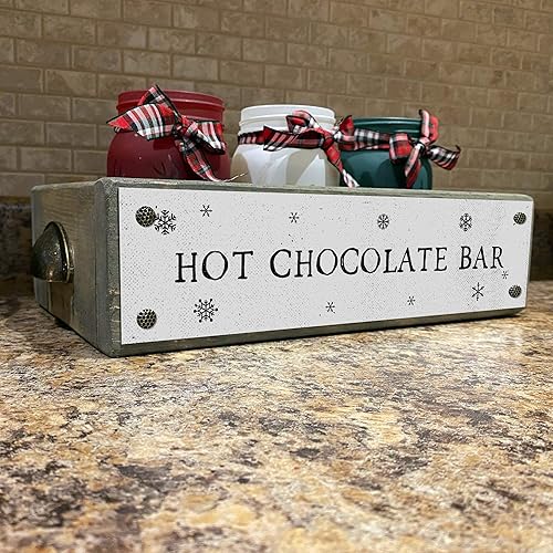 Miniatura 7 de ANVEVO Barra de chocolate caliente Caja de decoración navideña para el hogar Bonita y divertida decoración rústica del hogar Organizador de
