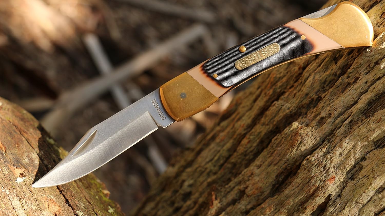 Old Timer 7OT Cave Bear Traditional Lockback Pocket Knife with 3.9in High Carbon Stainless Steel Blade, Sawcut Handles, and Leather Belt Sheath for Hunting, Camping, Whittling, EDC, and Outdoors : Hunting Folding Knives : Sports & Outdoors
