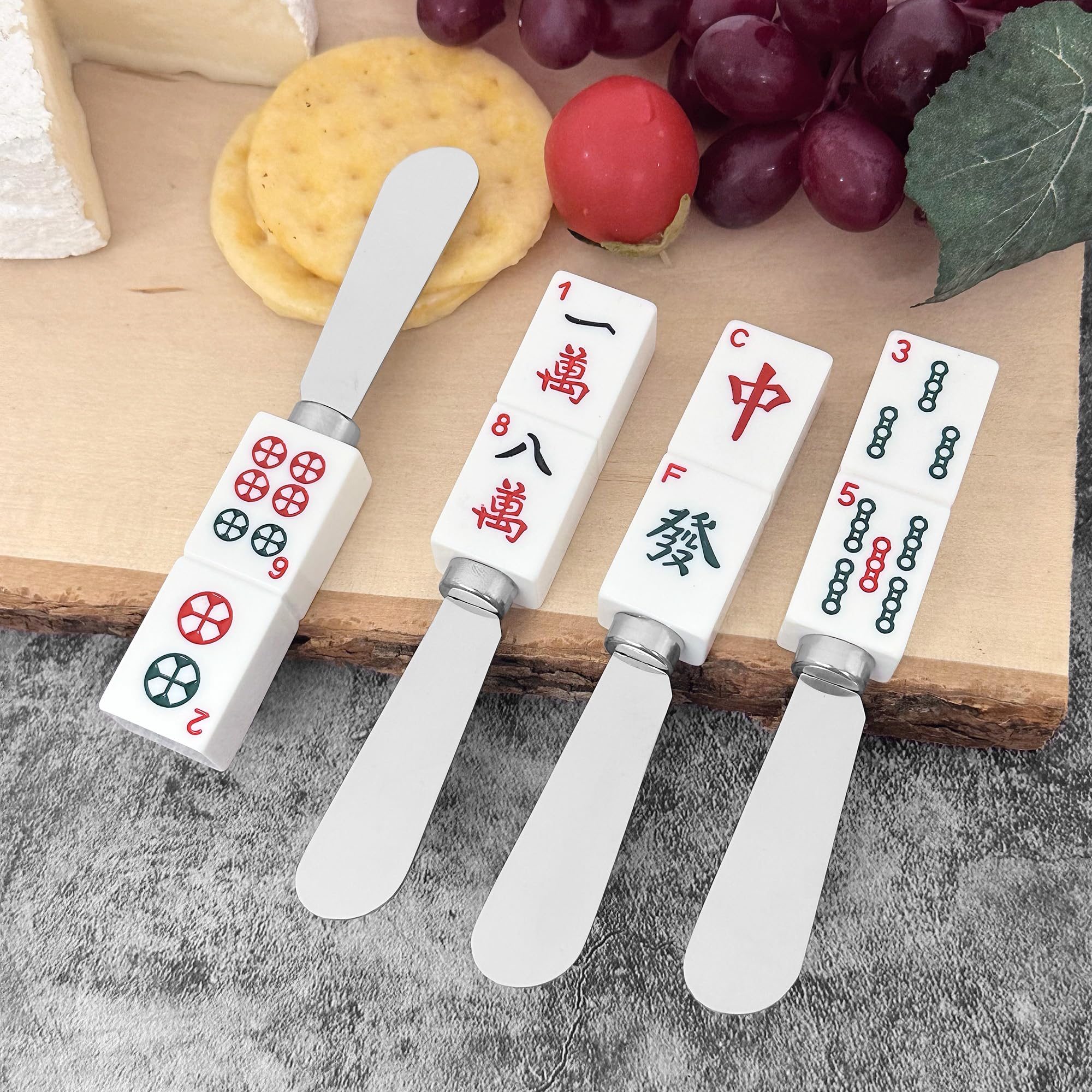 Amazon.com: Wine Things Mahjong Tile Cheese Spreaders, Hand