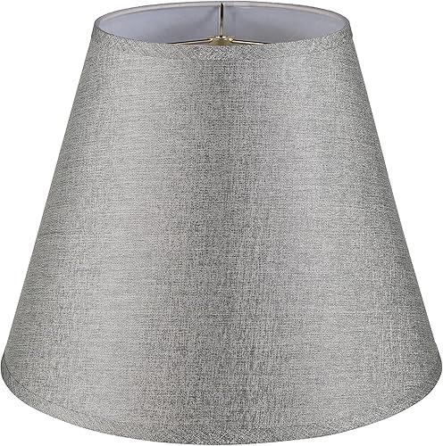 Miniatura 2 de Aspen Creative 32097, pantalla de araña de transición imperio de tapa dura, tela de textura de arpillera gris plateado, 9 pulgadas superior x 16