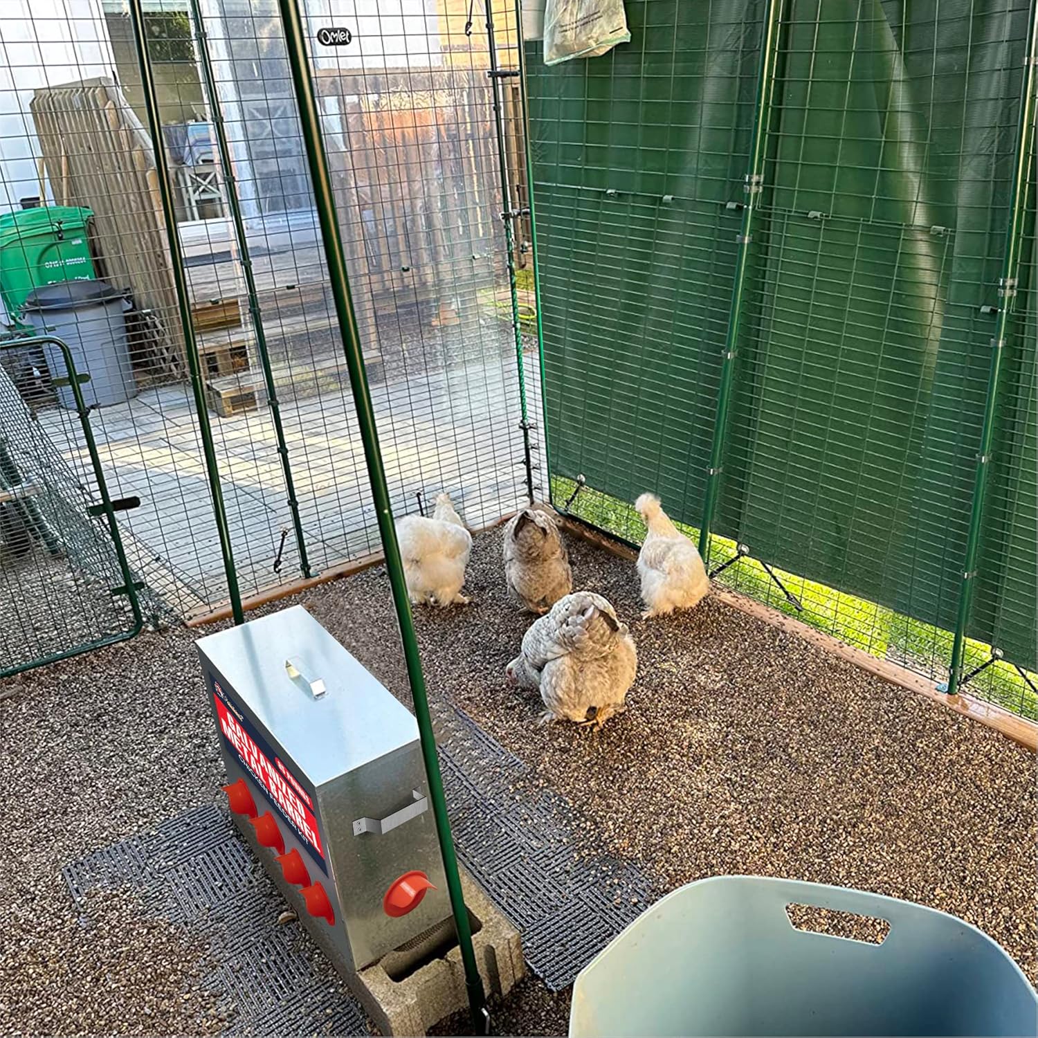 Large Capacity 85lbs Automatic Metal Poultry Feeder Set, Chicken Galvanized Trough, Chicken Feeder No Waste, Rainproof Poultry Feeders, Preventing Small Animals, Suitable for Chickens, Ducks, Turkeys