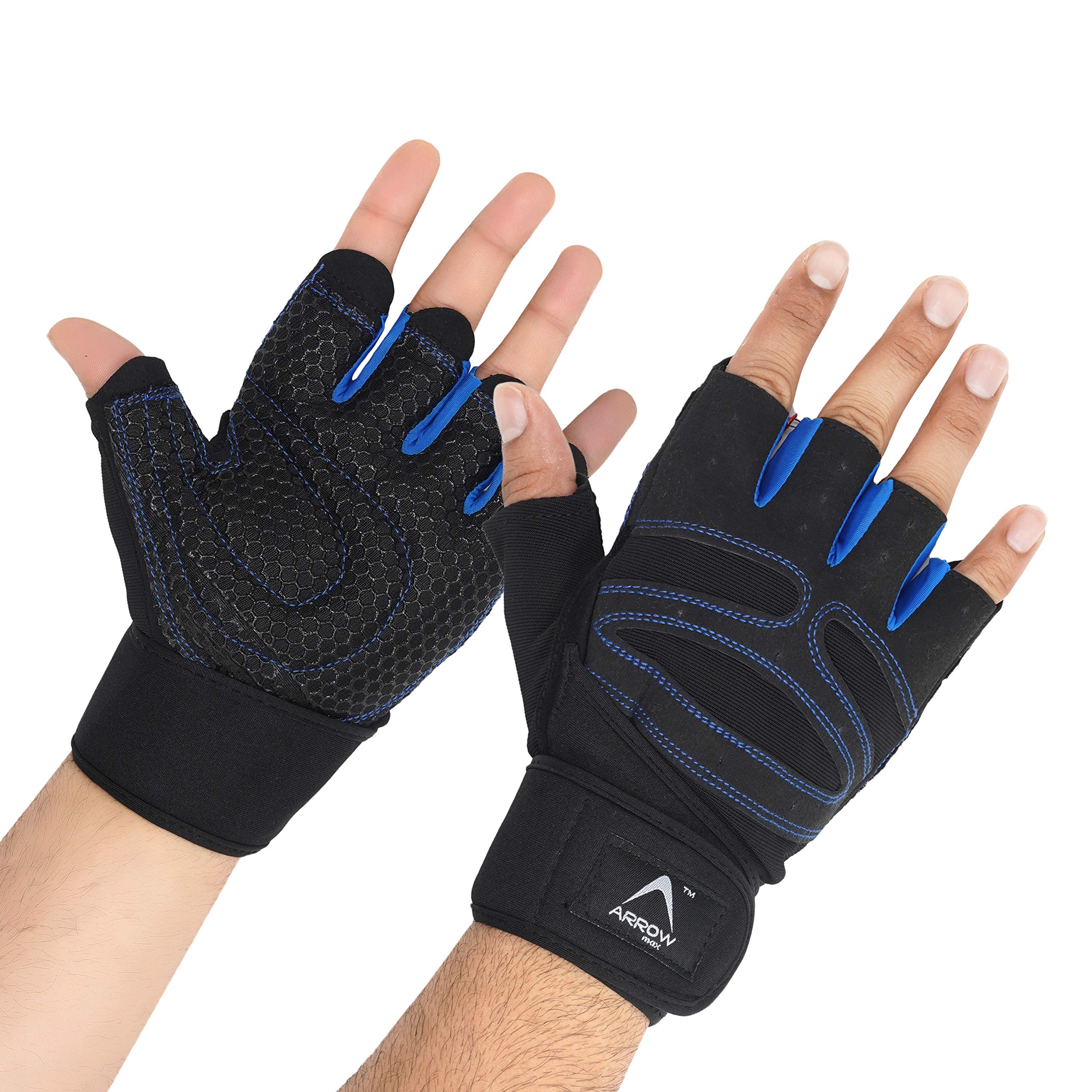 ArrowMax Spider Fitness Gym Gloves/Cycling Gloves with Wrist Support Grip and Breathable Glove Design Used for Weight Lifting, Crossfit, Cycling, Driving, Fitness, Gym Training (Blue) (B08GM111K1) Amazon Price History, Amazon Price Tracker