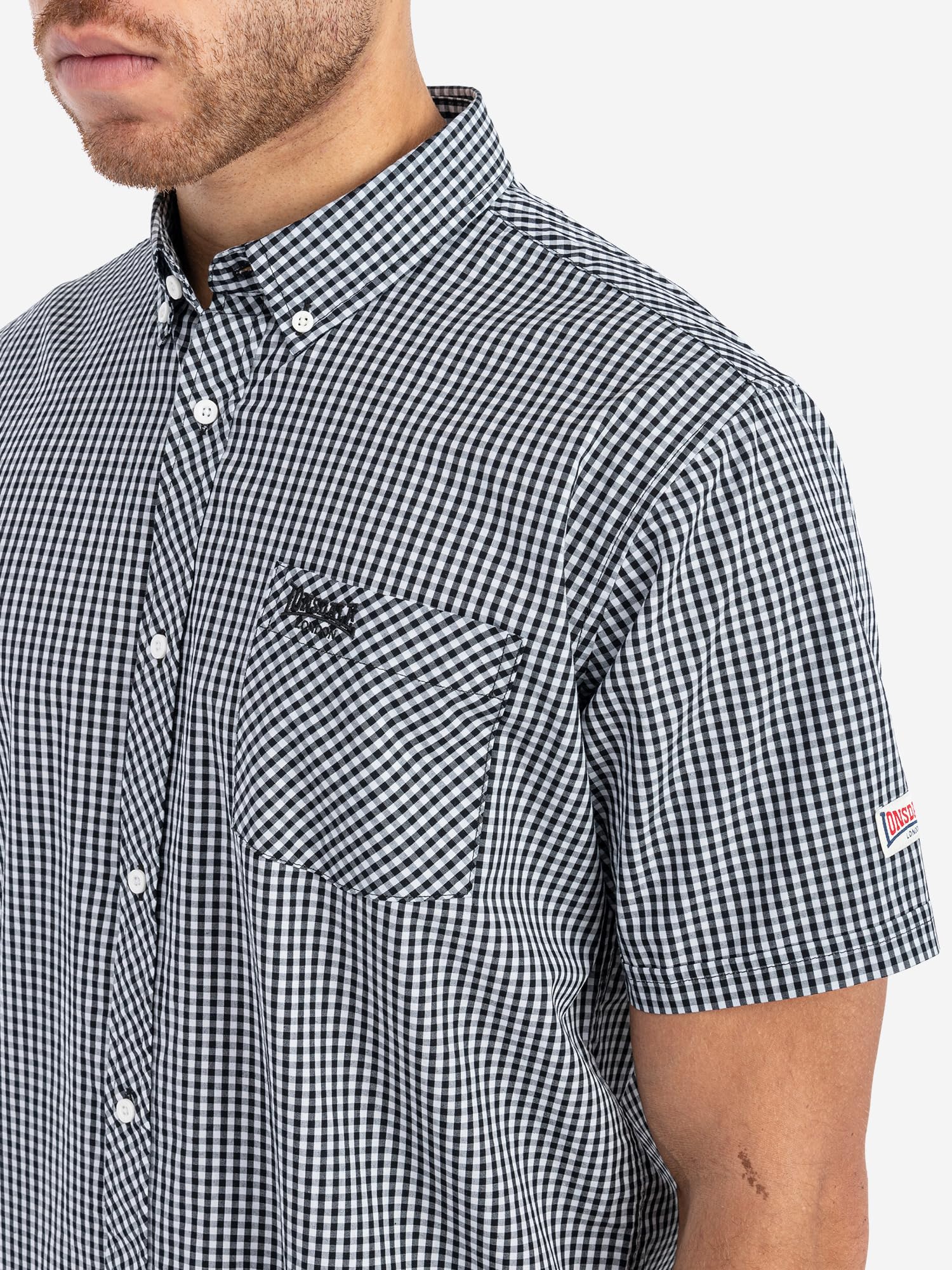 Lonsdale London Brixworth Hombre Camisa Manga Corta Azul 60% algodón, 40% poliéster Regular