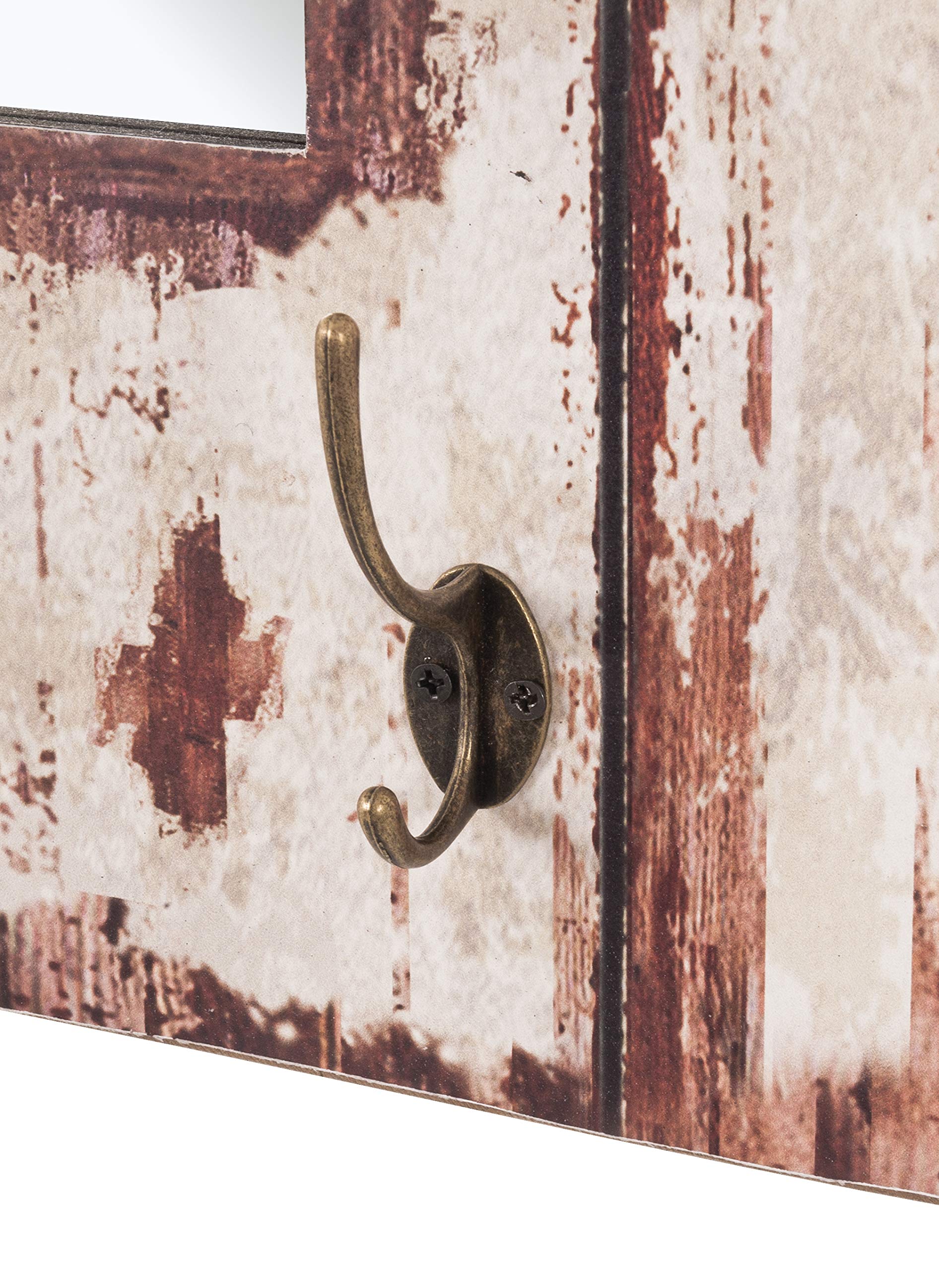 HAKU Möbel Appendiabiti Da Parete Vintage In MDF E Metallo - Larghezza 76 Cm, Stile Industriale - Con 2 Ripiani E 4 Ganci