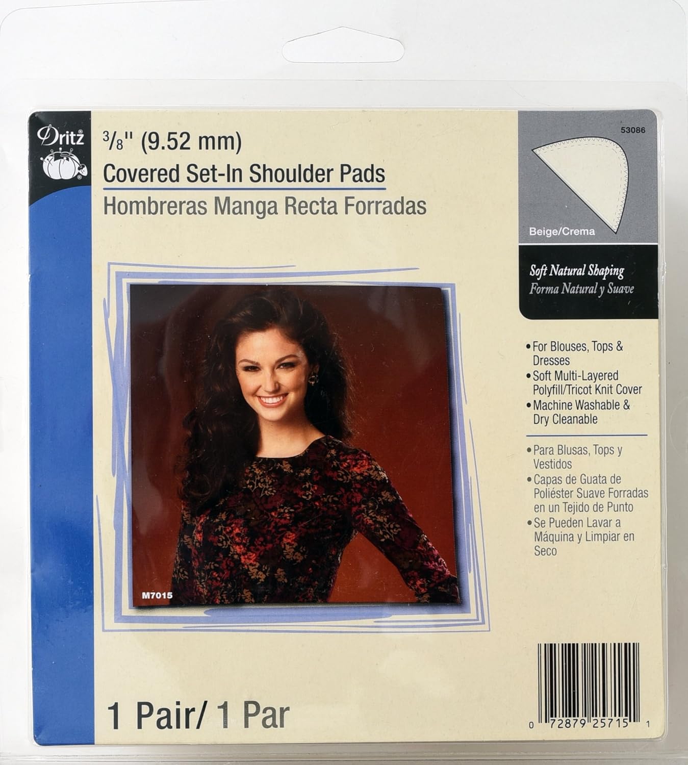Dritz 53086 Shoulder Pads, Covered Set-In, 3/8-Inch, Beige