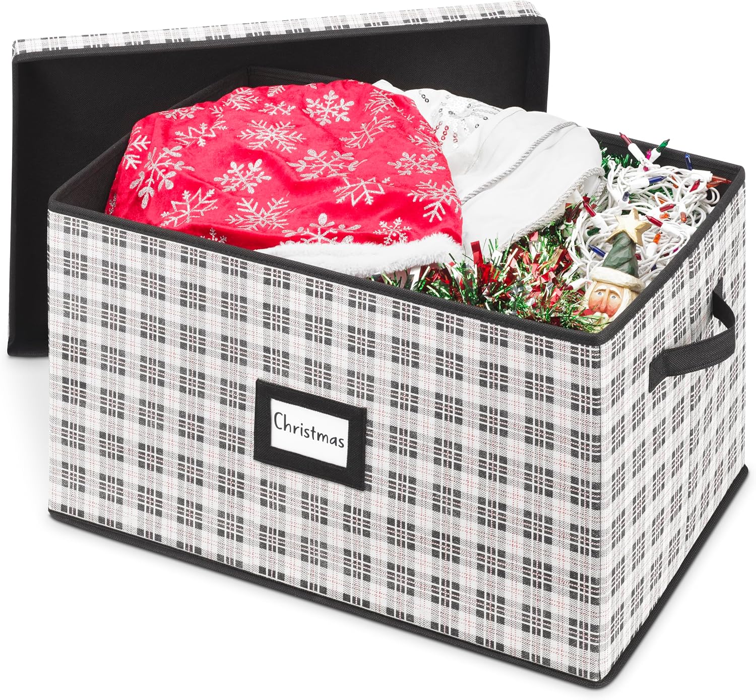 Whitmor Christmas Storage Box with ID Label - Plaid