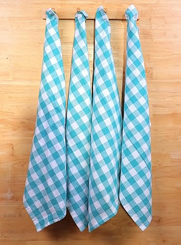 Miniatura 3 de AMOUR INFINI Buffalo - Juego de 4 paños de cocina de algodón flameado de gran tamaño, paños de cocina para limpiar y secar platos (verde azulado, 28