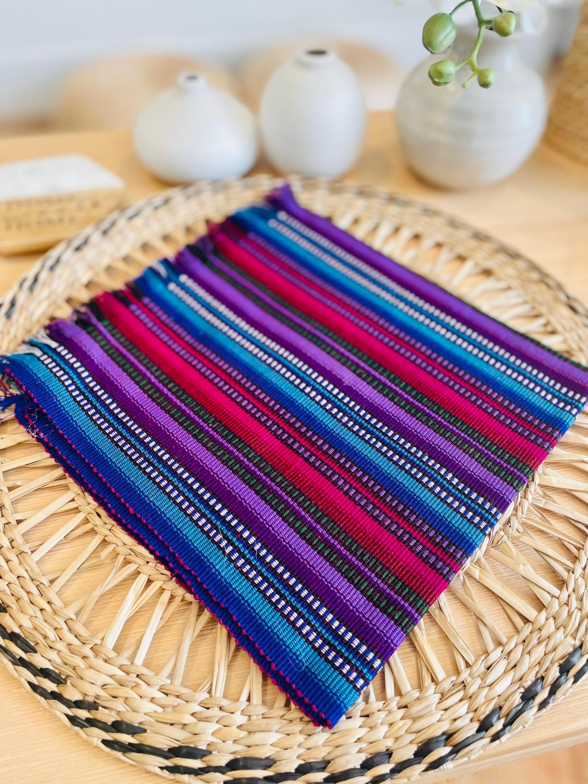 Handmade Cloth Napkins Tortilla Wraps Warmers Bread Mantel Guatemala placemat Table mat Wedding Reception Birthday 18x18, Royal Purple
