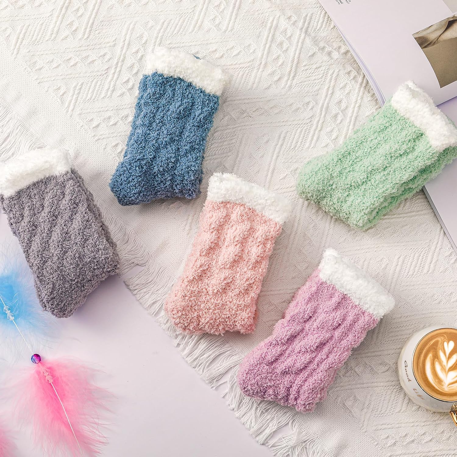 Clothirily Fuzzy Socks for Women, Fluffy Socks Womens, Soft Cozy Slipper Sock for Women, Womens Winter Warm Sleeping Sock - Image 2